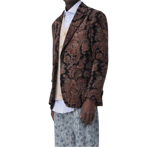 Etro Milano Lapel Blazer Jacket Men's Size 50 Multicolor Paisley Corduroy Italy - Picture 3 of 16